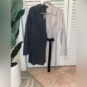 Women’s blazer- new with tags- patterned with black and silver belt on the front